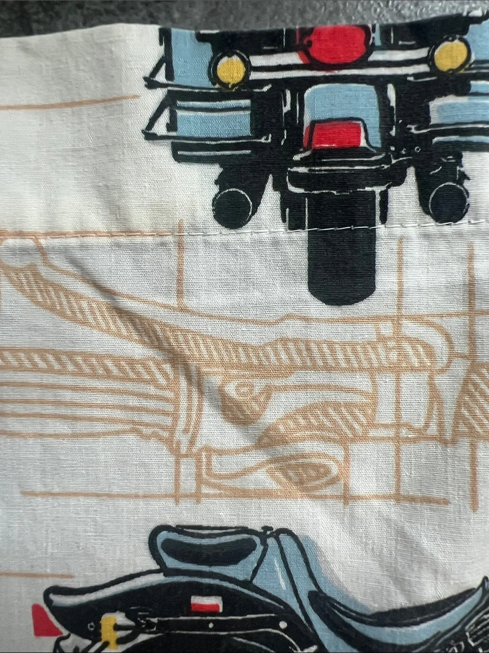 Vintage Harley-Davidson Cream Twin Sheet set with Motorcycle print great cond